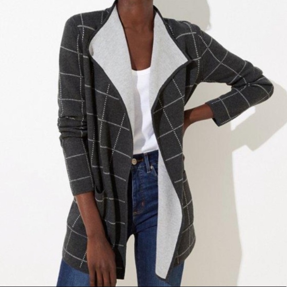 NWT LOFT Plaid sweater/jacket